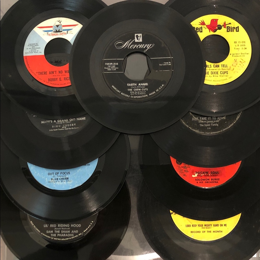 Lot of 9 Vinyl 45 RPM Music Records